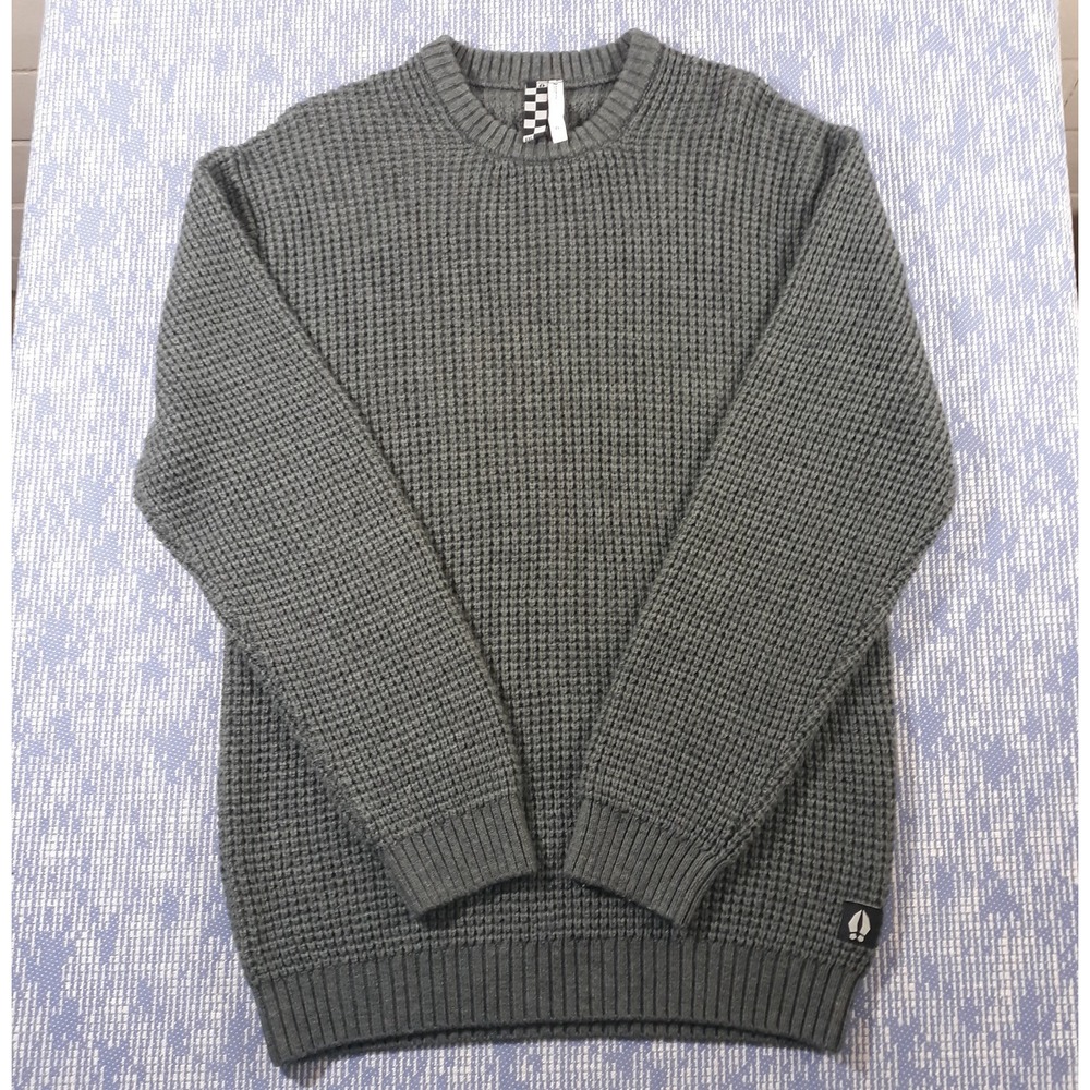 Bearded Goat Waffle Knit Sweater Merino Wool Blend Mens 2XL Heavyweight Gray